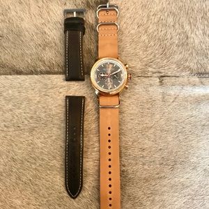 Jack Mason Rose Gold Chronograph Leather Watch